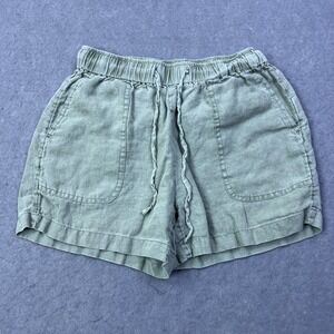 Jones & Co Shorts Womens XS Green 100% Linen Drawstring Waist Casual Summer Cute